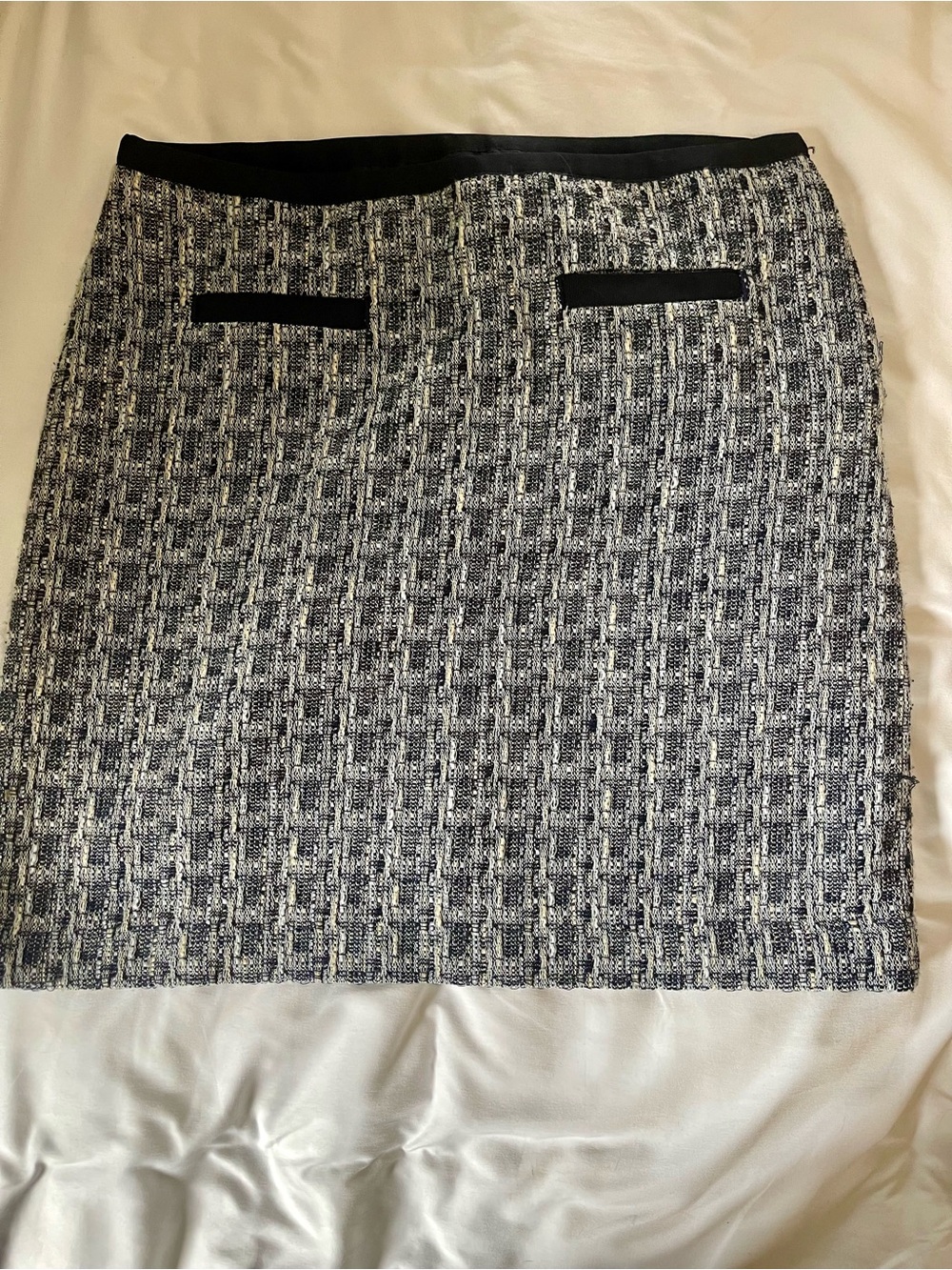 Talbots Classic Blue & White Tweed Pencil Mini Skirt 12P